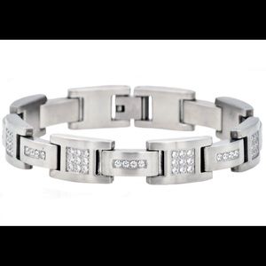 Stainless Steel Silver Plated Bracelet with Cz